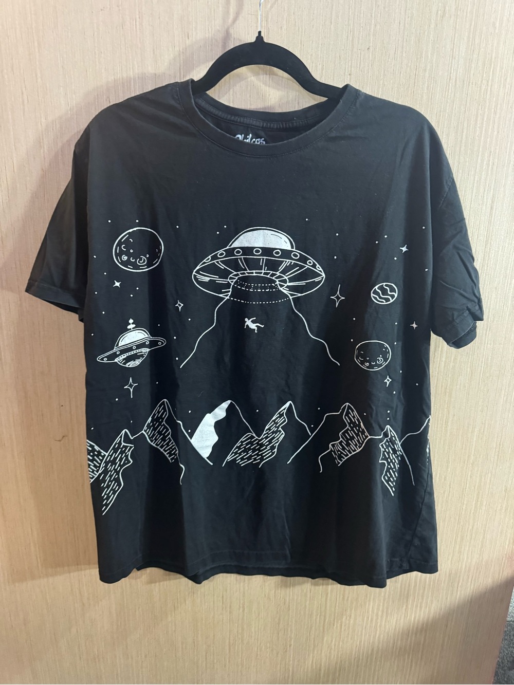 Men’s Philcos Black Graphic UFO Mountain T-Shirt Size XL